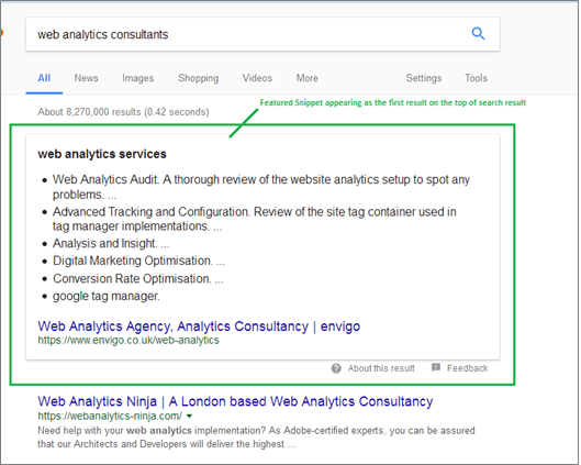 envigo-featured-snippet-top-result-example